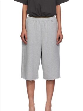 Pushbutton Gray Graphic Printed Bermuda Sweat Shorts